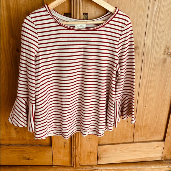 Deletta for Anthropology Red and White Striped Blouse - Picture 1 of 1